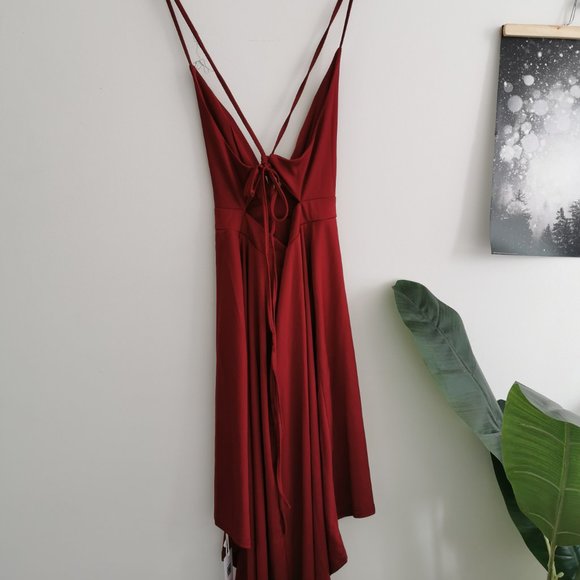 NWT Cupshe Burgundy Hi-Lo Dress - Picture 2 of 5